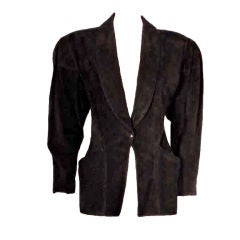 Alaia Black Suede fitted waist Jacket with side pockets 2