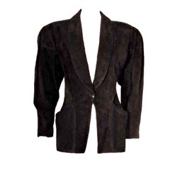 Alaia Black Suede fitted waist Jacket with side pockets