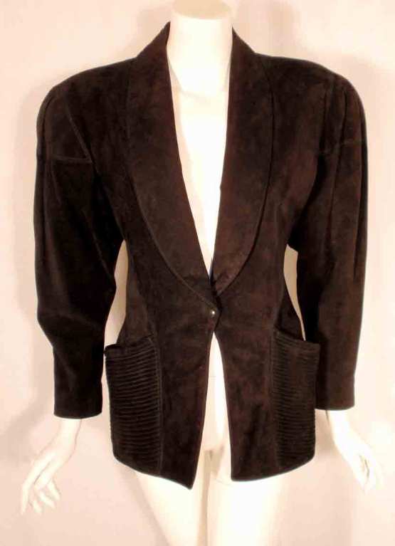 Women's Alaia Black Suede fitted waist Jacket with side pockets