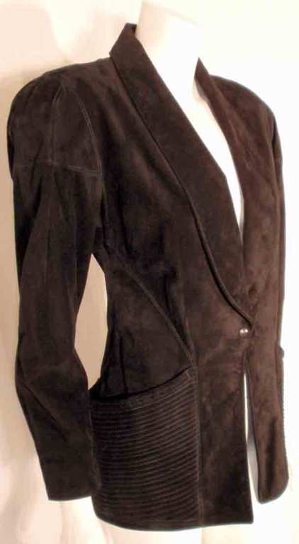 Alaia Black Suede fitted waist Jacket with side pockets 1