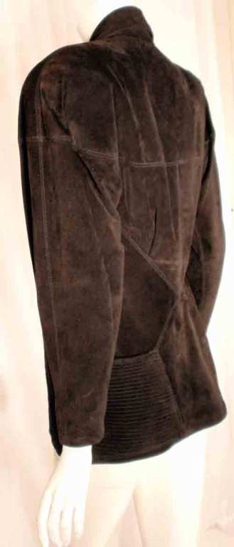 Alaia Black Suede fitted waist Jacket with side pockets 3