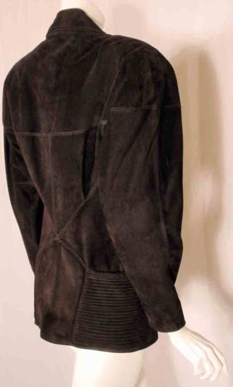 Alaia Black Suede fitted waist Jacket with side pockets 4