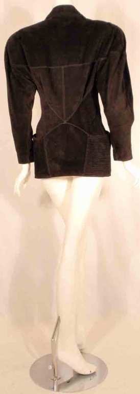 Alaia Black Suede fitted waist Jacket with side pockets 5