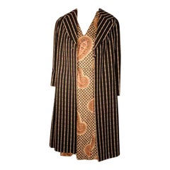 Vintage Bill Blass 2pc Paisley Print Shift Dress & striped Jacket Set circa late 1960's
