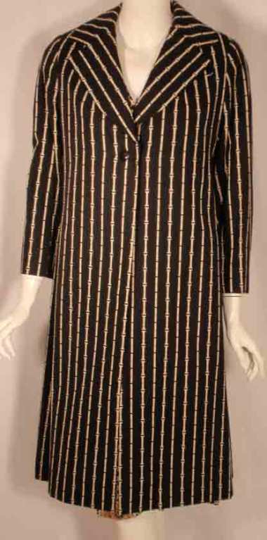 Bill Blass 2pc Paisley Print Shift Dress & striped Jacket Set circa late 1960's In Excellent Condition In Los Angeles, CA