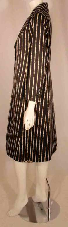 Bill Blass 2pc Paisley Print Shift Dress & striped Jacket Set circa late 1960's 1