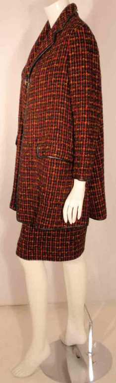 Ensemble manteau et jupe en tweed de laine rouge Bonnie Cashin (années 1960) Excellent état - En vente à Los Angeles, CA