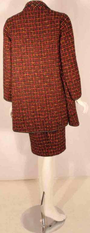 Bonnie Cashin 2pc Red Wool Tweed Coat and Skirt Set, Circa 1960's In Excellent Condition For Sale In Los Angeles, CA