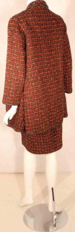 Women's Bonnie Cashin 2pc Red Wool Tweed Coat and Skirt Set, Circa 1960's For Sale