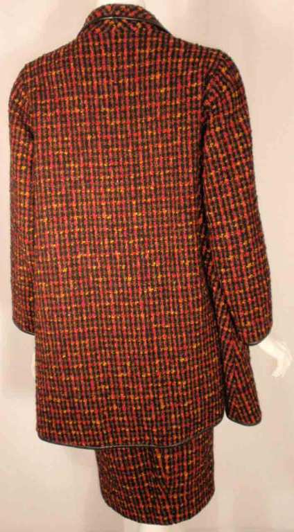 Bonnie Cashin 2pc Red Wool Tweed Coat and Skirt Set, Circa 1960's For Sale 1