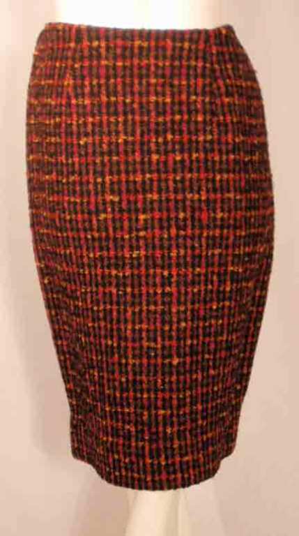 Bonnie Cashin 2pc Red Wool Tweed Coat and Skirt Set, Circa 1960's For Sale 3