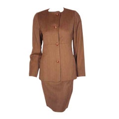 1990's Geoffrey Beene 2 pc.Brown Tweed Jacket & Skirt Set