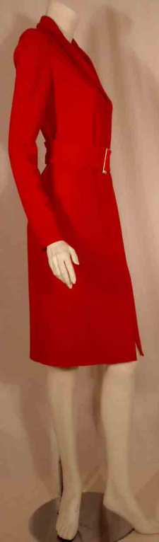 Valentino Red Coat wool gabardine Coat with hidden button front 2