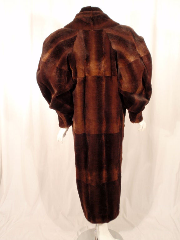 Fendi By Lagerfeld Brown Sheared Fitch Fur Long Coat, c. 1980s at ...