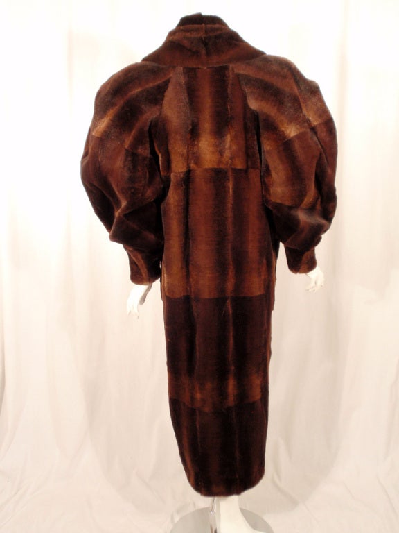 Women's Fendi By Lagerfeld Brown Sheared Fitch Fur Long Coat, c. 1980s