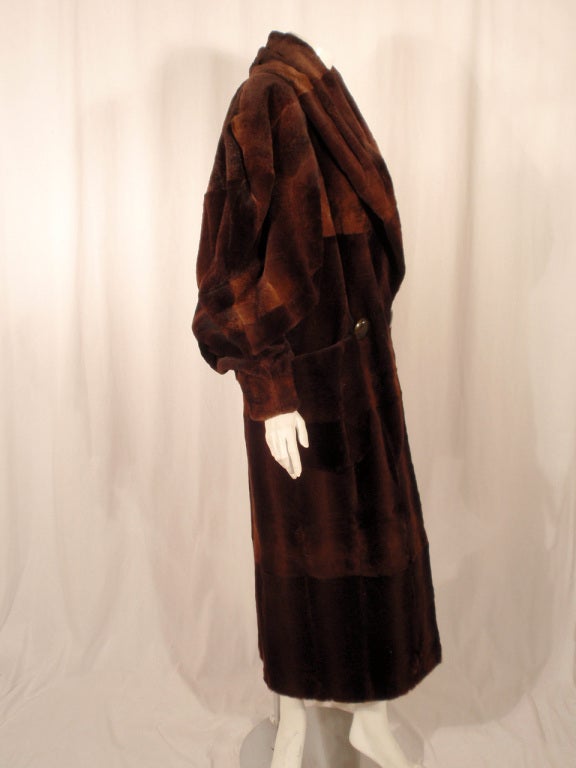 Fendi By Lagerfeld Brown Sheared Fitch Fur Long Coat, c. 1980s 1