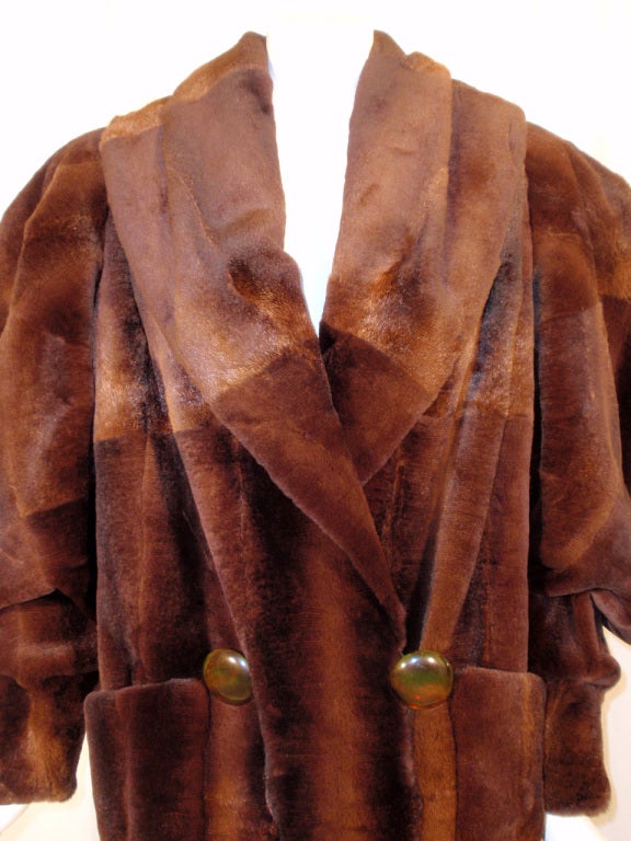 Fendi By Lagerfeld Brown Sheared Fitch Fur Long Coat, c. 1980s 2