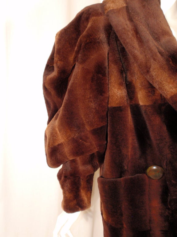 Fendi By Lagerfeld Brown Sheared Fitch Fur Long Coat, c. 1980s 4