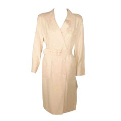 Courreges Cream Silk Dress/Jacket w/Belt