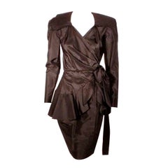 Vintage Adolfo Black Silk Wrap Dress