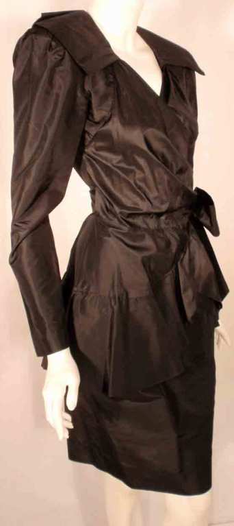 Adolfo Black Silk Wrap Dress For Sale 3