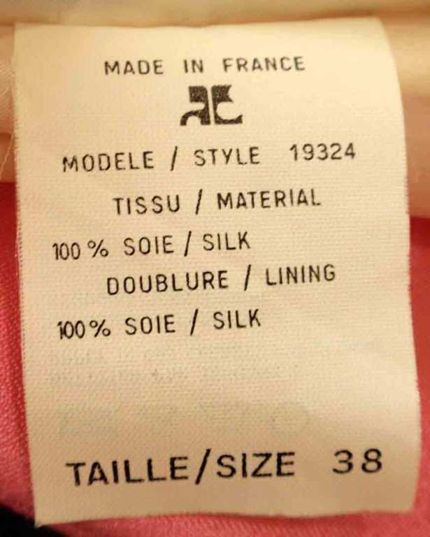Courrèges - Robe en soie rose avec ceinture en vente 5