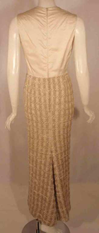 Bob Mackie 2pc Cream/Beige Silk and Tweed Jacket and Dress Set For Sale 1