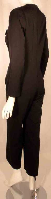 GIVENCHY Black Long Sleeve Wool Tuxedo Inspired Jumpsuit, Circa 1980's EU 38 US  1
