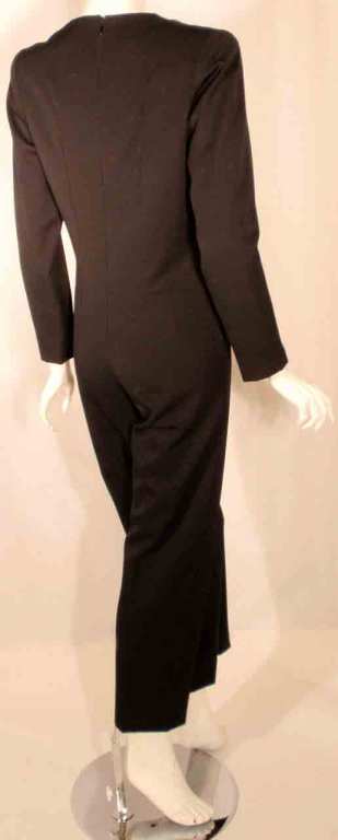 GIVENCHY Black Long Sleeve Wool Tuxedo Inspired Jumpsuit, Circa 1980's EU 38 US  2