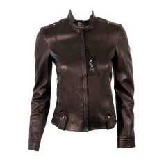 Gucci Black Leather Motorcycle Jacket