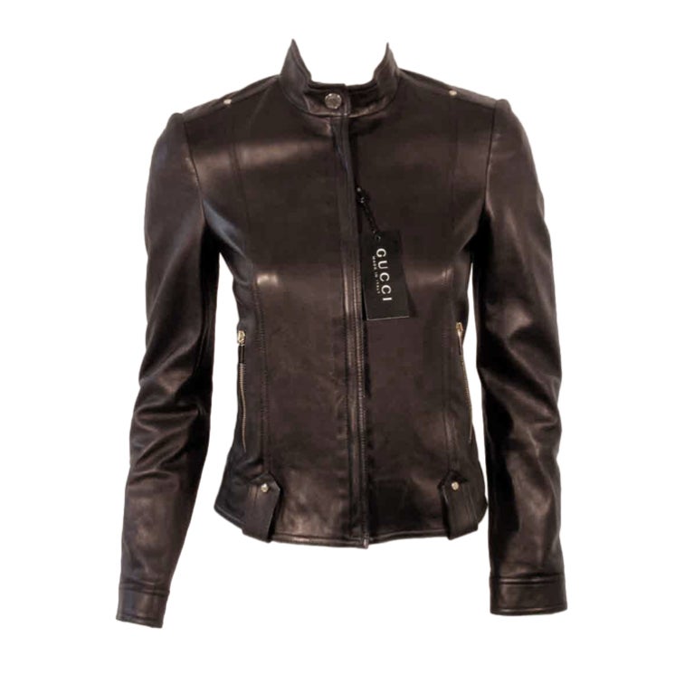 Gucci Black Leather Motorcycle Jacket at 1stdibs