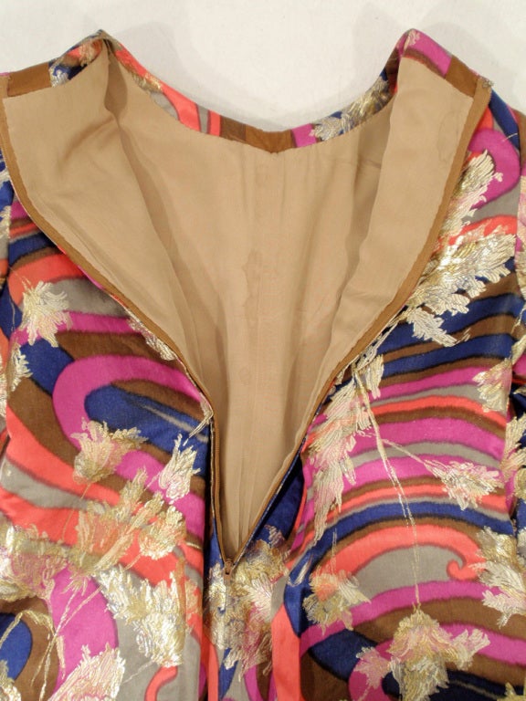 Galanos für Amelia Graues 1960er Jahre Lurex-Brokat-Satinkleid im Angebot 5