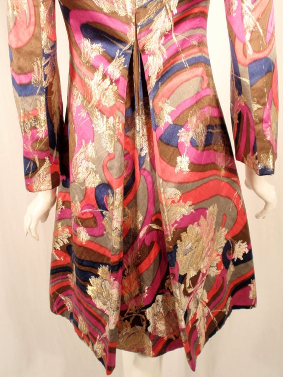 Galanos for Amelia Grey 1960s Lurex Brocade Satin Dress For Sale 3