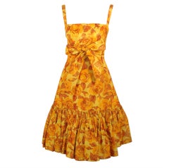 Traina-Norell Vintage Floral Print Taffeta Cocktail Dress 3