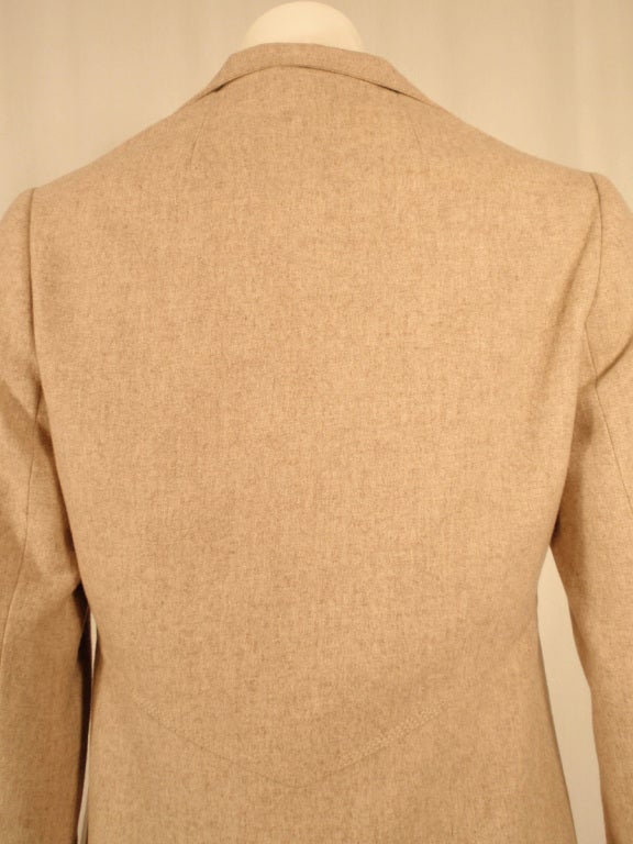 Bill Blass 2 pc Oatmeal Wool Sheath Dress with Tie Front Coat In Excellent Condition For Sale In Los Angeles, CA