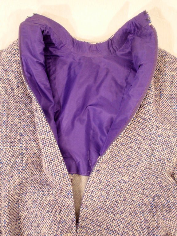Geoffrey Beene Purple Tweed Mini Dress w/ Matching Belt 7