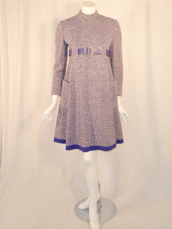 Women's Geoffrey Beene Purple Tweed Mini Dress w/ Matching Belt