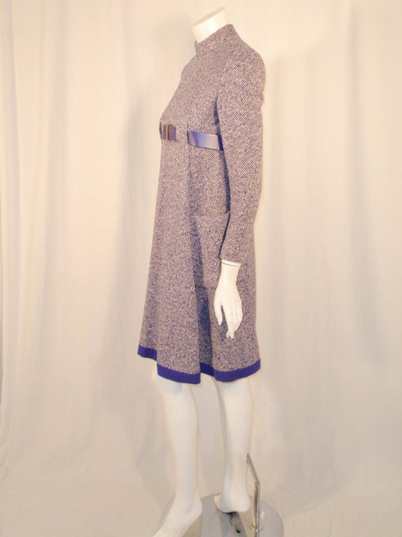 Geoffrey Beene Purple Tweed Mini Dress w/ Matching Belt 1