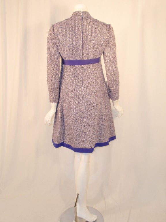 Geoffrey Beene Purple Tweed Mini Dress w/ Matching Belt 2