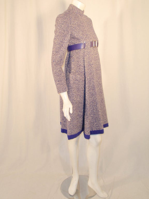 Geoffrey Beene Purple Tweed Mini Dress w/ Matching Belt 3
