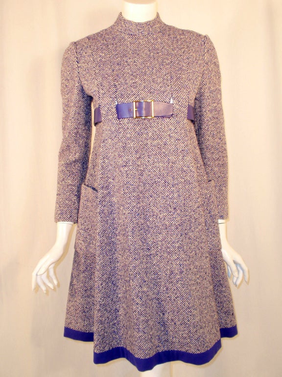 Geoffrey Beene Purple Tweed Mini Dress w/ Matching Belt 4