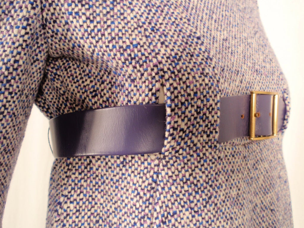 Geoffrey Beene Purple Tweed Mini Dress w/ Matching Belt 6