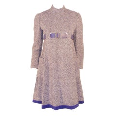 Geoffrey Beene Purple Tweed Mini Dress w/ Matching Belt