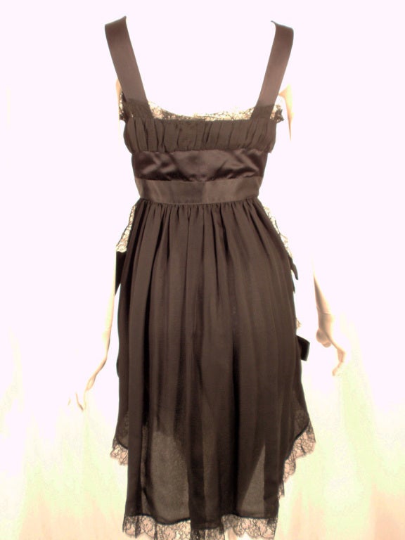 Chanel Black Chiffon Cocktail Mini Dress w/ Satin Bows & Ruffles 4