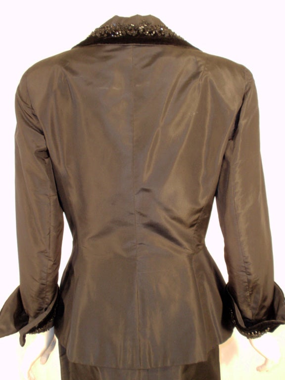 Harvey Berin Vintage 2 pc. Black Taffeta Dress & Jacket Set 4