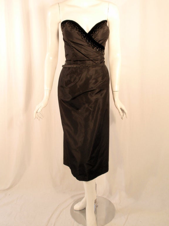 Harvey Berin Vintage 2 pc. Black Taffeta Dress & Jacket Set 5