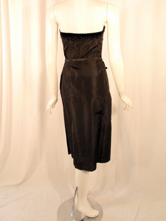 Harvey Berin Vintage 2 pc. Black Taffeta Dress and Jacket Set at 1stDibs