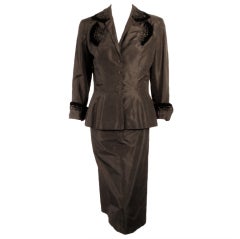 Harvey Berin Vintage 2 pc. Black Taffeta Dress & Jacket Set