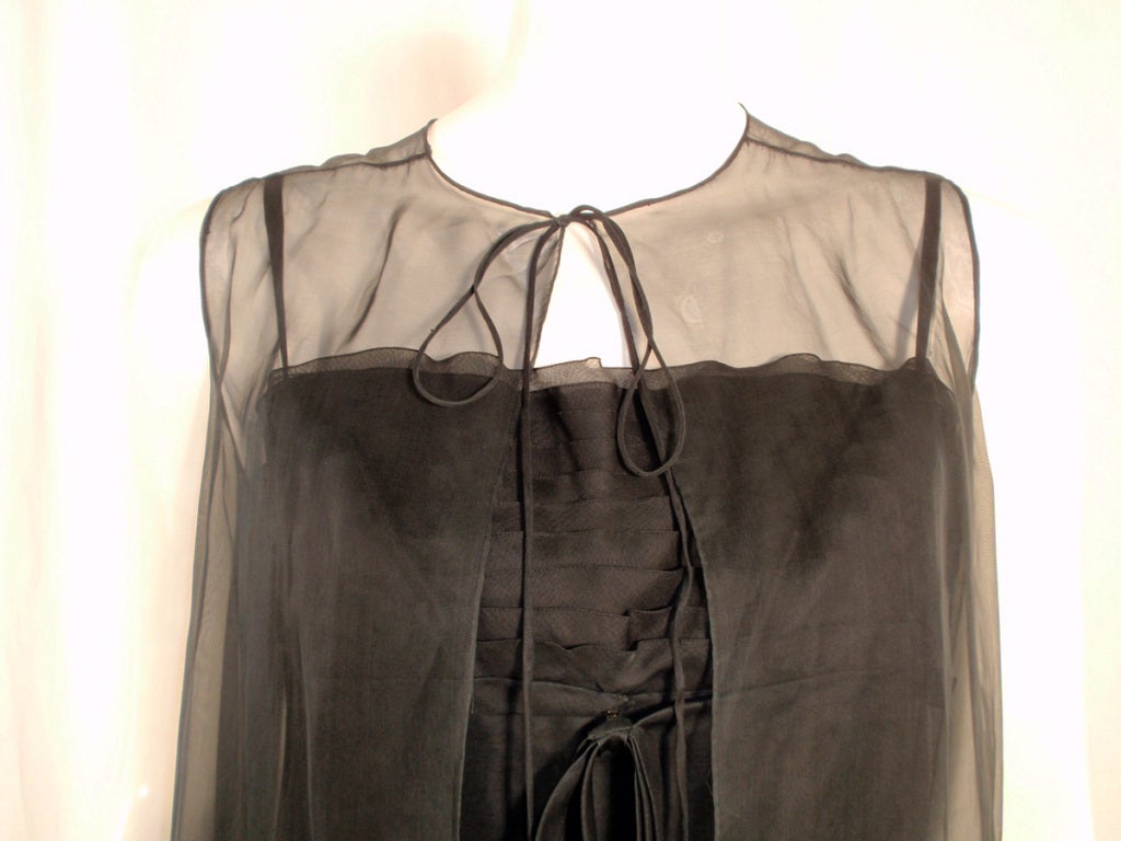 Anna Falconi Black Chiffon Cocktail Dress w/ Sleeveless Jacket 1