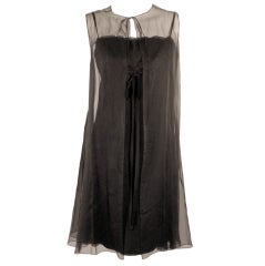Anna Falconi Black Chiffon Cocktail Dress w/ Sleeveless Jacket
